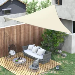 Toldo Vela Rectangular 4x3 m Vela de Sombra para Jardín Patio Terraza Poliéster Anti UV Color Beige - Ogal.Es