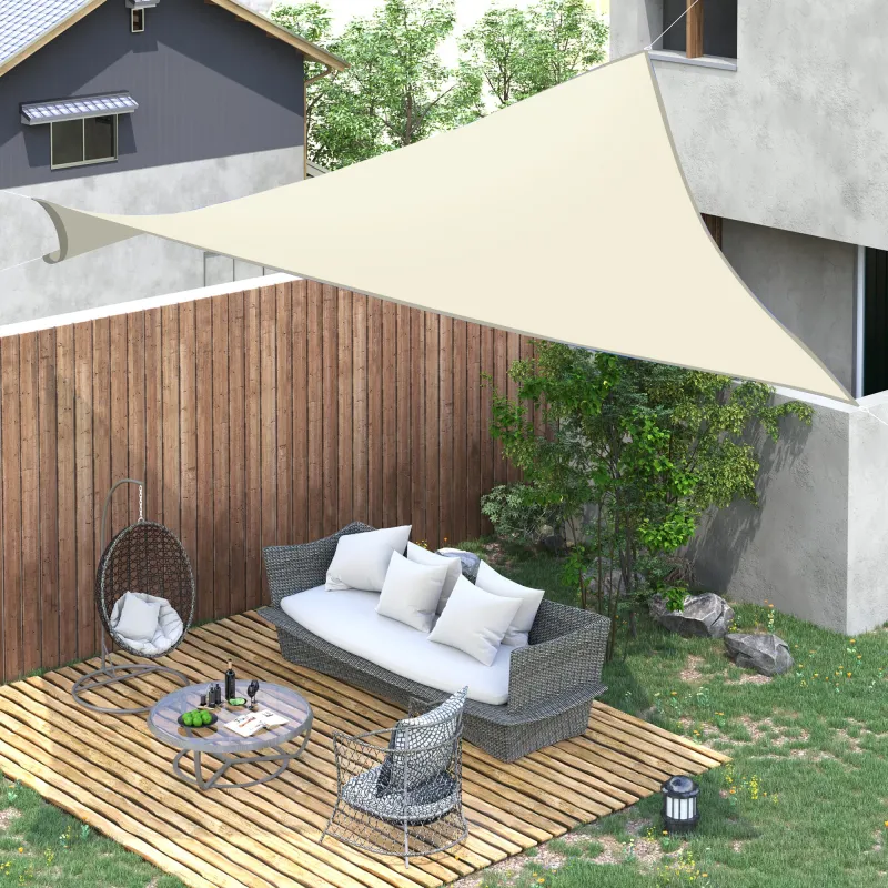 Toldo Vela Rectangular 4x3 m Vela de Sombra para Jardín Patio Terraza Poliéster Anti UV Color Beige - Ogal.Es