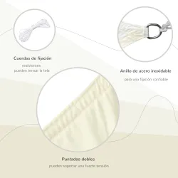Toldo Vela Rectangular 4x3 m Vela de Sombra para Jardín Patio Terraza Poliéster Anti UV Color Beige - Ogal.Es
