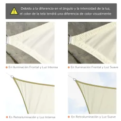 Toldo Vela Rectangular 4x3 m Vela de Sombra para Jardín Patio Terraza Poliéster Anti UV Color Beige - Ogal.Es