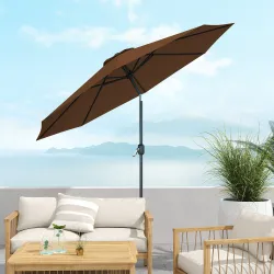Sombrilla de Jardín Ø295x250 cm con Manivela Parasol Exterior con Mecanismo de Inclinación y Poste Desmontable d... - Ogal.Es