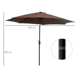 Sombrilla de Jardín Ø295x250 cm con Manivela Parasol Exterior con Mecanismo de Inclinación y Poste Desmontable d... - Ogal.Es