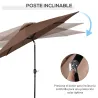 Sombrilla de Jardín Ø295x250 cm con Manivela Parasol Exterior con Mecanismo de Inclinación y Poste Desmontable d... - Ogal.Es