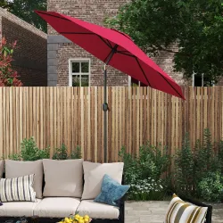 Sombrilla de Jardín Ø295x250 cm con Manivela Parasol Exterior con Mecanismo de Inclinación y Poste Desmontable d... - Ogal.Es