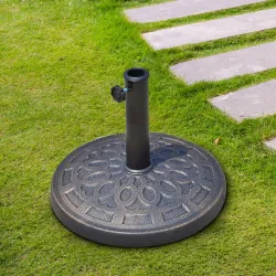 Base para Sombrilla de Jardín de 12 kg Soporte de Parasol Redondo de Resina para Postes de 38mm/48mm Ø44x34 cm B... - Ogal.Es