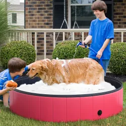 Piscina Plegable para Perros Gatos Ø140x30 cm Bañera Portátil para Mascotas PVC Antideslizante Múltiples Usos Co... - Ogal.Es