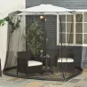 Mosquitera para Sombrillas Ø3 m con Cremallera y Tubo Rellenable de Agua para Terraza Balcón Exterior Negro - Ogal.Es