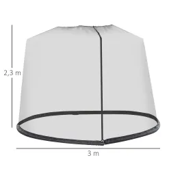 Mosquitera para Sombrillas Ø3 m con Cremallera y Tubo Rellenable de Agua para Terraza Balcón Exterior Negro - Ogal.Es