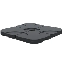 Conjunto de 4 Pesos Rellenables con Agua o Arena de HDPE para Sombrillas con Base Cruzada 50x50x7,5 cm c/u Negro - Ogal.Es