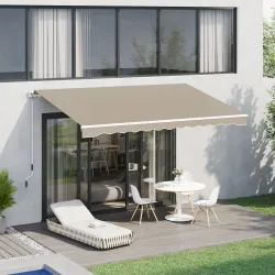 Toldo Manual 395x245 cm con Manivela Toldo Balcón Patio Terraza de Aluminio y Tejido Poliéster 280 g/m² Anti-UV ... - Ogal.Es