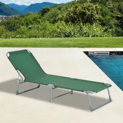 Cama de Camping Plegable con Respaldo Ajustable en 4 Niveles Carga 120 kg para Playa Jardín Piscina 187x58x28 cm... - Ogal.Es