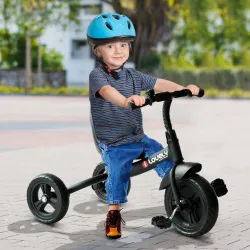 Triciclo para Niños más de 18 meses con Timbre Guardabarros Rueda de Seguridad 79x50,5x58 cm Negro - Ogal.Es