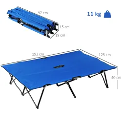 Cama de Acampada Plegable con Bolsa de Transporte y Marco Metálico Carga 136 kg para Playa Senderismo 193x125x40... - Ogal.Es
