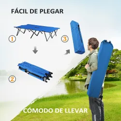 Cama de Acampada Plegable con Bolsa de Transporte y Marco Metálico Carga 136 kg para Playa Senderismo 193x125x40... - Ogal.Es