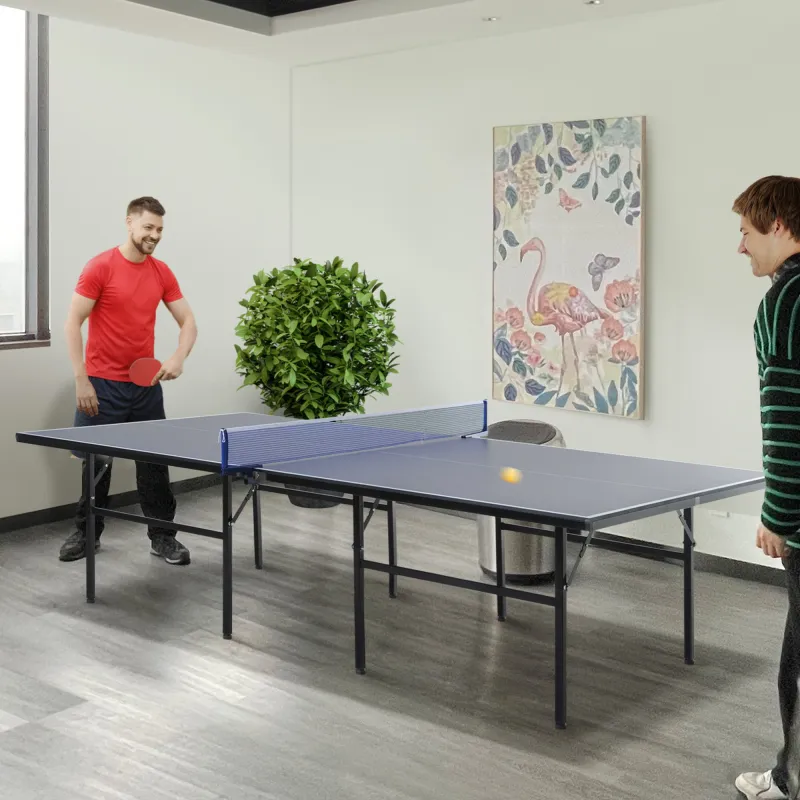Mesa de Ping Pong Plegable con Red 152.5x274x76cm Tenis de Mesa y Material de Acero y MDF en Color Azul - Ogal.Es