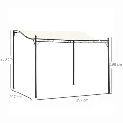 Cenador de Jardín 3x3 m Pérgola con Toldo y 16 Orificios de Drenaje para Patio Terraza Metal y Poliéster 180 g/m... - Ogal.Es