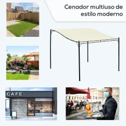 Cenador de Jardín 3x3 m Pérgola con Toldo y 16 Orificios de Drenaje para Patio Terraza Metal y Poliéster 180 g/m... - Ogal.Es