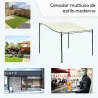 Cenador de Jardín 3x3 m Pérgola con Toldo y 16 Orificios de Drenaje para Patio Terraza Metal y Poliéster 180 g/m... - Ogal.Es