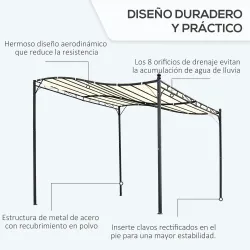 Cenador de Jardín 3x3 m Pérgola con Toldo y 16 Orificios de Drenaje para Patio Terraza Metal y Poliéster 180 g/m... - Ogal.Es