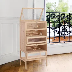 Jaula de Madera para Hámster Ratones Animales Pequeños y Roedores Tipo Casa Conejera con Techo Abatible 5 Pisos ... - Ogal.Es