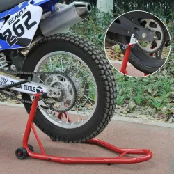 Caballete de Moto Soporte Posterior Universal Portátil y Móvil Tipo Elevador de Acero con 2 Horquillas y Ruedas ... - Ogal.Es
