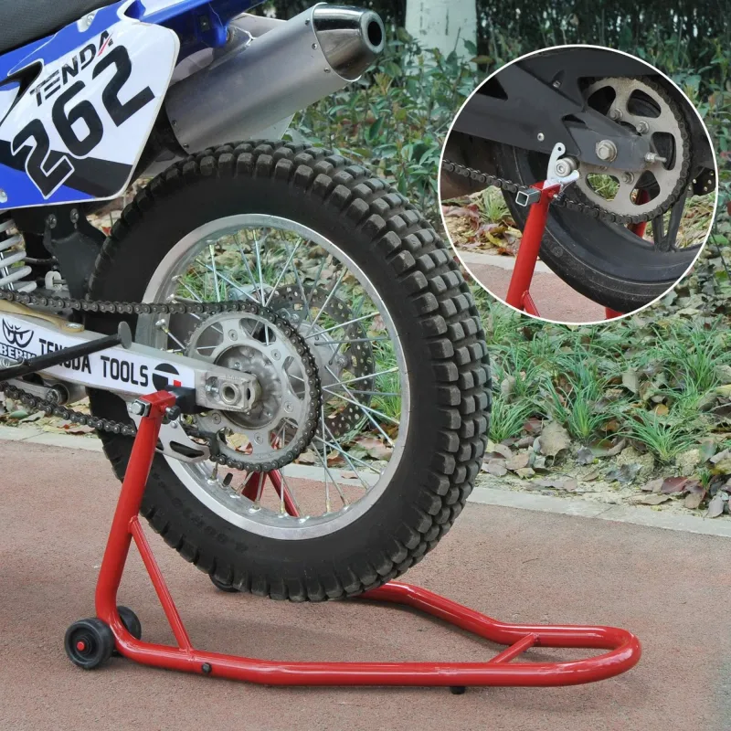 Caballete de Moto Soporte Posterior Universal Portátil y Móvil Tipo Elevador de Acero con 2 Horquillas y Ruedas ... - Ogal.Es