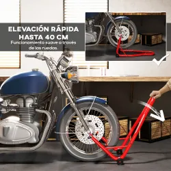 Caballete de Moto Soporte Posterior Universal Portátil y Móvil Tipo Elevador de Acero con 2 Horquillas y Ruedas ... - Ogal.Es