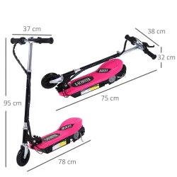 Patinete Eléctrico Plegable para Niños y Adolescentes de +7 Años con Manillar Ajustable en Altura 78x37x87-95 cm... - Ogal.Es
