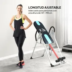Tabla de Inversión Gravitacional Plegable con Altura Ajustable a 147-198cm y Cinturón 112-142x65x126 cm Negro y ... - Ogal.Es