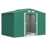 Cobertizo de Jardín 4,9 m² 277x195x192 cm con 2 Puertas Corredizas Base Refuerzo (Suelo NO Incluido) Verde Oscuro - Ogal.Es