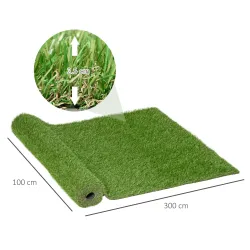 Césped Artificial 3x1 m con Altura de Hierba 25mm Rollo de Hierba Sintética de Exterior para Jardín y Terraza - Ogal.Es