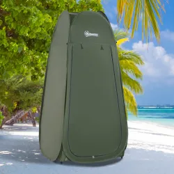 Tienda de Ducha Pop Up con Protección UV Techo Impermeable y Asa para Camping Playa 100x100x185 cm Verde - Ogal.Es