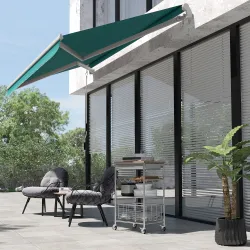 Toldo Manual 395x245 cm con Manivela Toldo Balcón Patio Terraza de Aluminio y Tejido Poliéster 280 g/m² Anti-UV ... - Ogal.Es