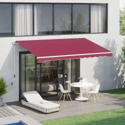 Toldo Manual 395x245 cm con Manivela Toldo Balcón Patio Terraza de Aluminio y Tejido Poliéster 280 g/m² Anti-UV ... - Ogal.Es
