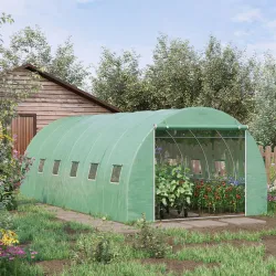 Invernadero de Túnel con 12 Ventanas Puerta Invernadero de Huerto para Cultivos Plantas Verduras Flores Verde - Ogal.Es