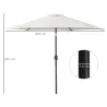 Sombrilla de Jardín, Ø260x235 cm, Parasol de Jardín Reclinable con Manivela, Poste Desmontable de Aluminio y 6 V... - Ogal.Es