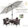 Sombrilla de Jardín, Ø260x235 cm, Parasol de Jardín Reclinable con Manivela, Poste Desmontable de Aluminio y 6 V... - Ogal.Es