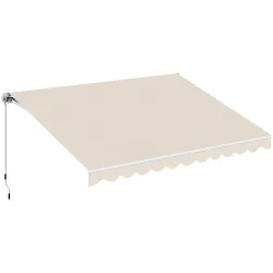 Toldo Manual Retráctil 295x250cm Ángulo Ajustable con Manivela para Exterior Balcón Jardín Terraza Crema - Ogal.Es