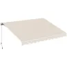 Toldo Manual Retráctil 295x250cm Ángulo Ajustable con Manivela para Exterior Balcón Jardín Terraza Crema - Ogal.Es