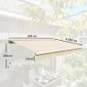 Toldo Manual Retráctil 295x250cm Ángulo Ajustable con Manivela para Exterior Balcón Jardín Terraza Crema - Ogal.Es