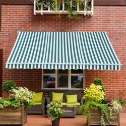 Toldo Manual Retráctil 295x250cm Ángulo Ajustable con Manivela para Exterior Balcón Jardín Terraza Verde - Ogal.Es