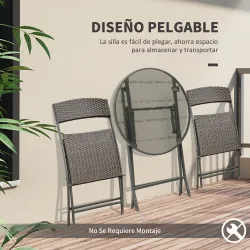 Conjunto de Muebles de Jardín con Sillas Plegables y Mesa de Vidrio para Terraza Patio Marrón - Ogal.Es