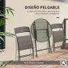 Conjunto de Muebles de Jardín con Sillas Plegables y Mesa de Vidrio para Terraza Patio Marrón - Ogal.Es