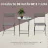 Conjunto de Muebles de Jardín con Sillas Plegables y Mesa de Vidrio para Terraza Patio Marrón - Ogal.Es
