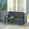Banco de Jardín de 2 Plazas Banco para Exterior con Respaldo y Asiento de Ratán PE Carga 240 kg 122x60x85 cm Negro - Ogal.Es