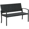 Banco de Jardín de 2 Plazas Banco para Exterior con Respaldo y Asiento de Ratán PE Carga 240 kg 122x60x85 cm Negro - Ogal.Es