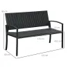 Banco de Jardín de 2 Plazas Banco para Exterior con Respaldo y Asiento de Ratán PE Carga 240 kg 122x60x85 cm Negro - Ogal.Es