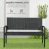 Banco de Jardín de 2 Plazas Banco para Exterior con Respaldo y Asiento de Ratán PE Carga 240 kg 122x60x85 cm Negro - Ogal.Es