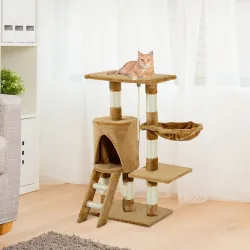 Árbol para gatos Rascador 55x30x95 cm con Nido Plataforma Caseta Escalera Cuerda de Juego Tablero de Madera y Cu... - Ogal.Es