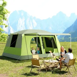 Tienda de Camping para 4-8 Personas con Mosquitera Gancho y Bolsa de Transporte Anti-UV 405x305x225 cm Verde - Ogal.Es
